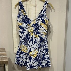 Women’s Floral Navy & Gold One-Piece Swimdress